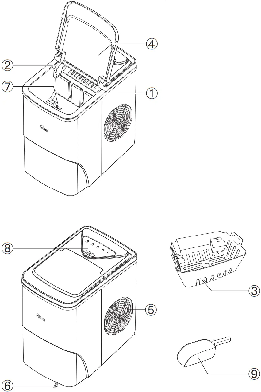 Silonn SLIM01G1 Portable Automatic Ice Maker - Product Introduction