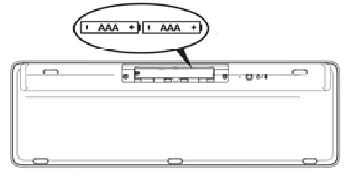 Targus AKB869 Wireless Antimicrobial Midsize Keyboard - Bartery cover located batton