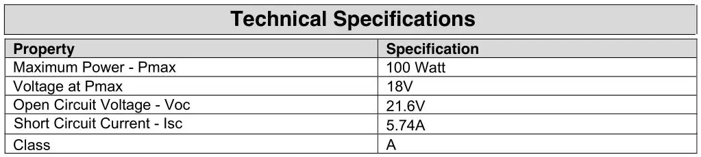 Nature POWER Polycrystalline Solar Panel -Technical Specification