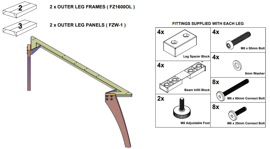 dams Fuze Outer Leg - OUTER LEG FRAMES (
