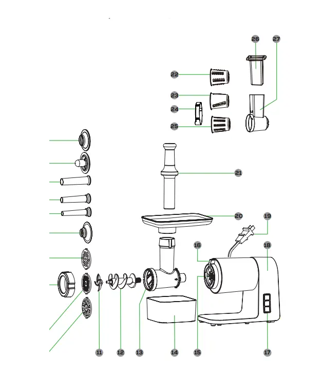 GoWISE USA GW88012 4-in-1 Electric 2000-Watt Meat Grinder fig 2
