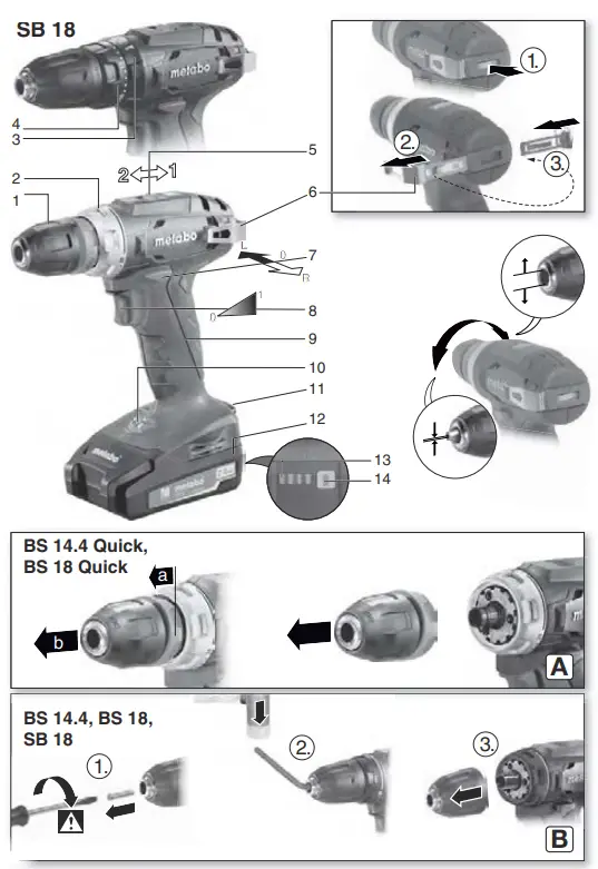 metabo BS, SB Series Cordless Hammer Drill Power Tools-1