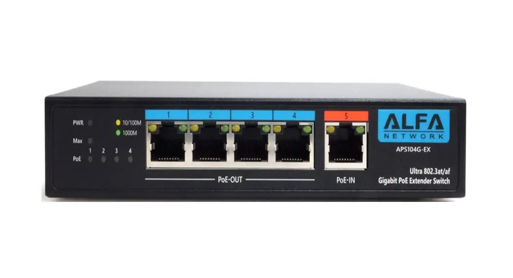 Alfa Aps104g-ex 60w Ultra Poe To 4 Port Gigabit Poe Entender Switch User Guide