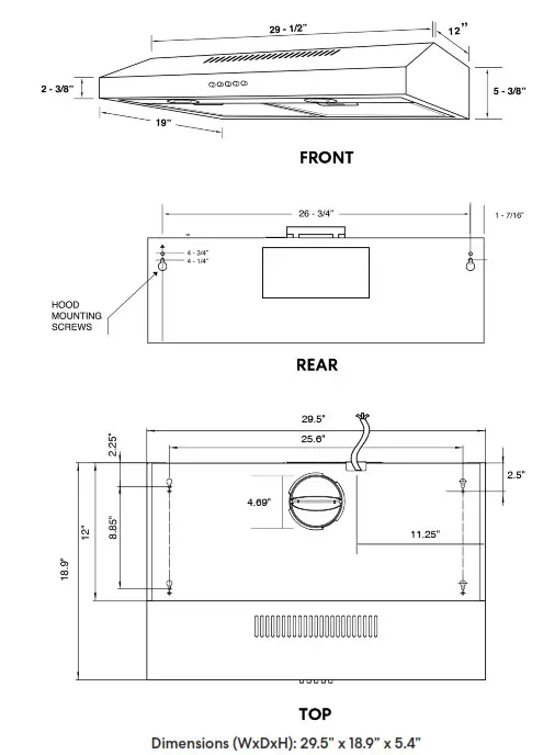 COSMO COS 5U30 30 Inch Under Cabinet Stainless Steel Range Hood - fig 1