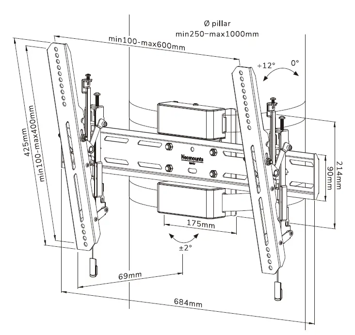 Neomounts WL35S-910BL16 TV Pillar Mount 1