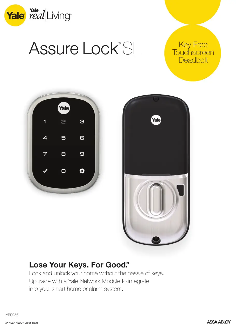 Assure Lock SL YRD256 Key Free Touchscreen Deadbolt Datasheet