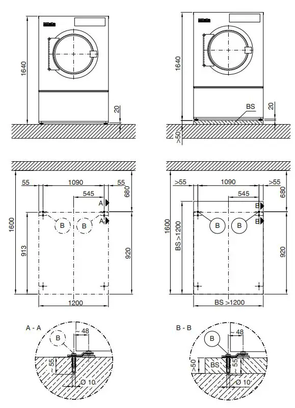 Miele PDR 928 G Professional Vented Dryer Installation Guide - Installation