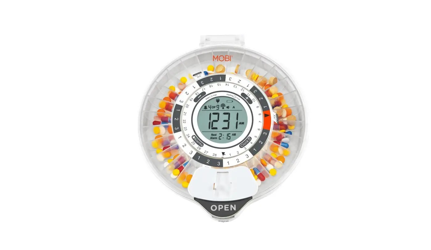 Mobi 70678 Smart Medication And Vitamin Wi-fi Pill Dispenser With Uv Blocking Lid Instruction Manual