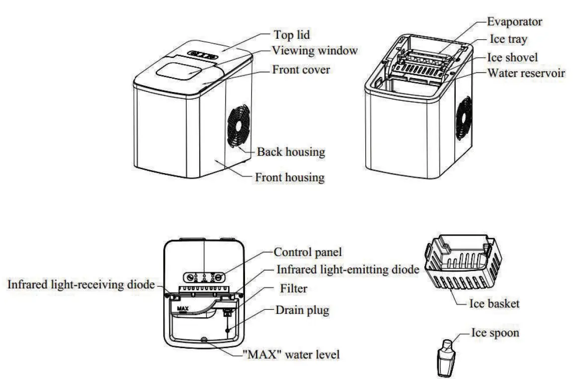 CROWNFUL IM2100T-UL Ice Maker 1