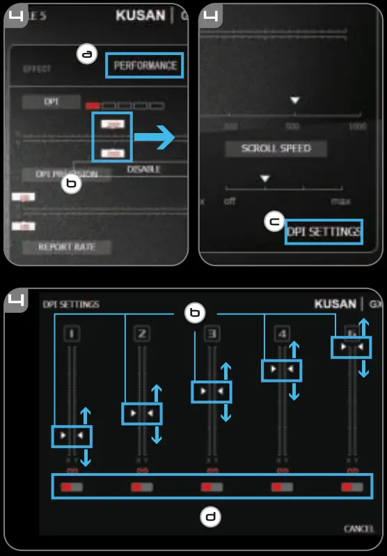 Report rate & DPI settings