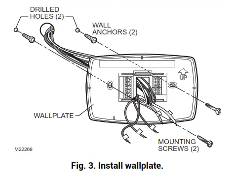resideo TB7220U CommercialPRO 7000 Programmable Thermostat - Install Wallplate (See Fig. 3)