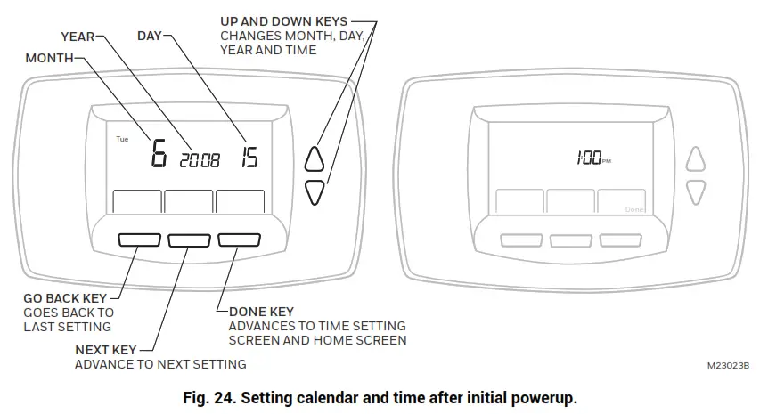 resideo TB7220U CommercialPRO 7000 Programmable Thermostat - SETTING CALENDAR AND TIME