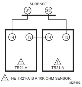 resideo TB7220U CommercialPRO 7000 Programmable Thermostat - Sensor Wiring for Temperature 2