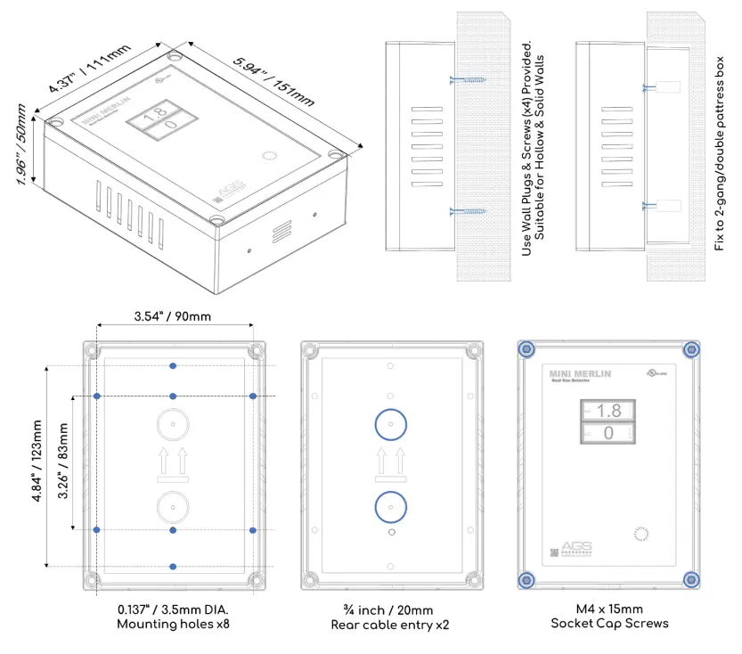 AGS CH4CO v2-TX Mini Merlin Dual Gas Detector - Fig 2