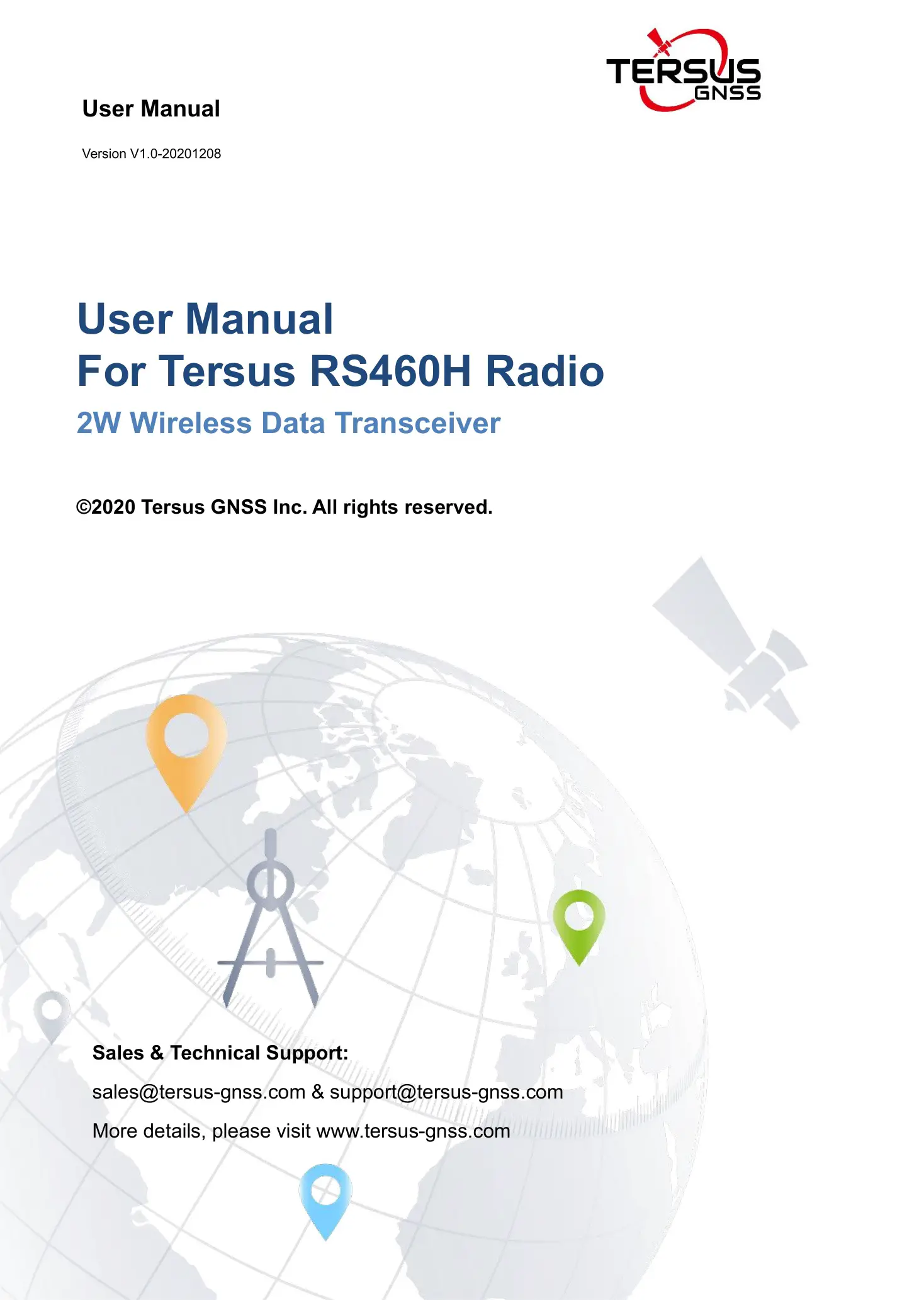 TERSUS GNSS RS460H Radio 2W Wireless Data Transceiver User Manual