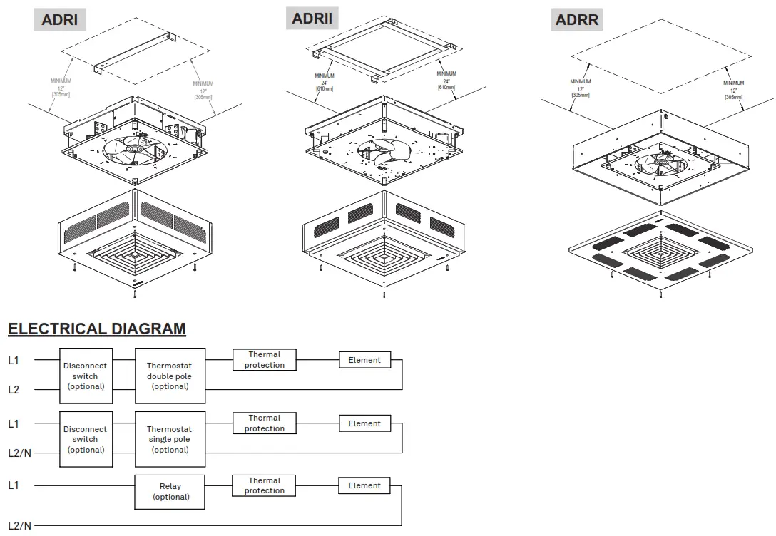 STELPRO ADR Series Ceiling Fan Heater - ADRI and ADRII
