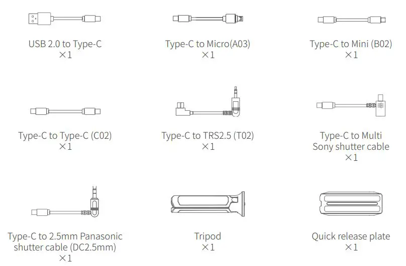 FeiyuTech Scorp Pro Detachable 3 Axis DSLR Mirrorless User Guide - Accessories