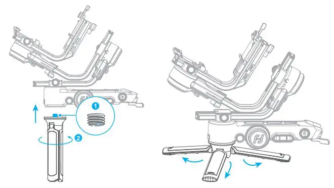 FeiyuTech Scorp Pro Detachable 3 Axis DSLR Mirrorless User Guide - Install the tripod