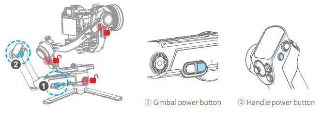 FeiyuTech Scorp Pro Detachable 3 Axis DSLR Mirrorless User Guide - Power ON OFF