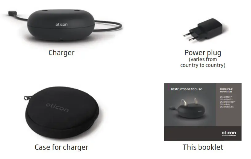 oticon Charger Case 1.0 miniRITER - Package content