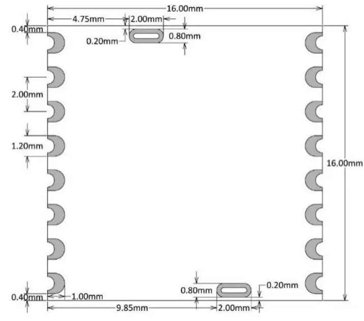 Shanghai Wendtech Information Technology WT5518 LoRa Module-Dimensions