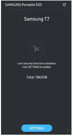 SAMSUNG Portable SSD T7 - Home Screen