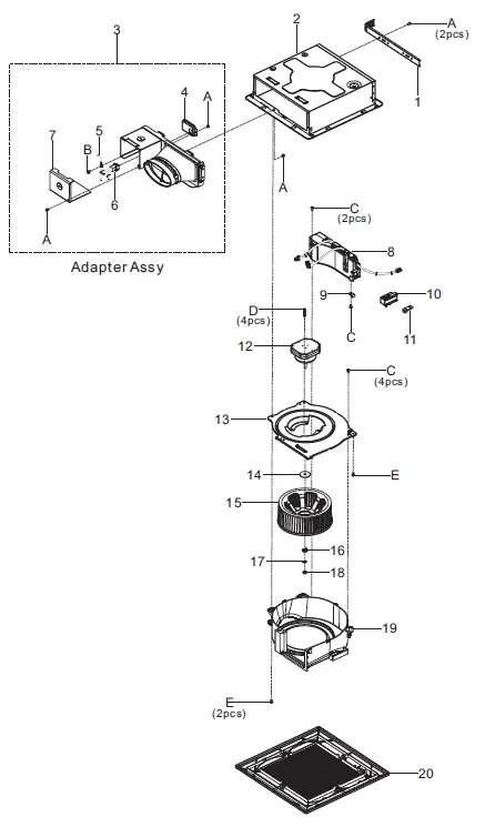 Panasonic FV-0510VSC1 Whisper Value DC Ventilation Fan with Condensation Sensor fig 2
