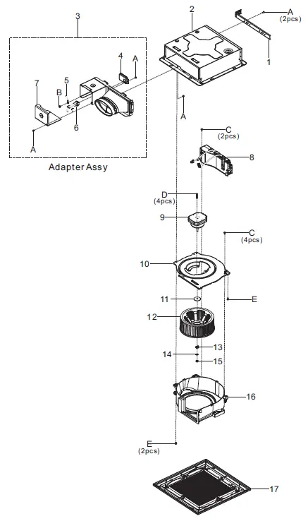 Panasonic FV-0510VSC1 Whisper Value DC Ventilation Fan with Condensation Sensor fig 5