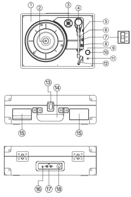 Lenco TT-10 Classic Phono Retro Portable Turntable with Built In Speakers - location