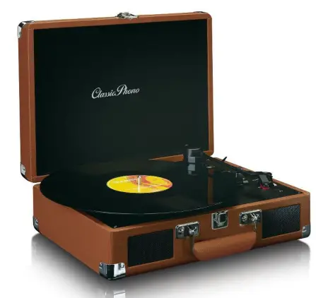 Lenco TT-10 Classic Phono Retro Portable Turntable with Built In Speakers