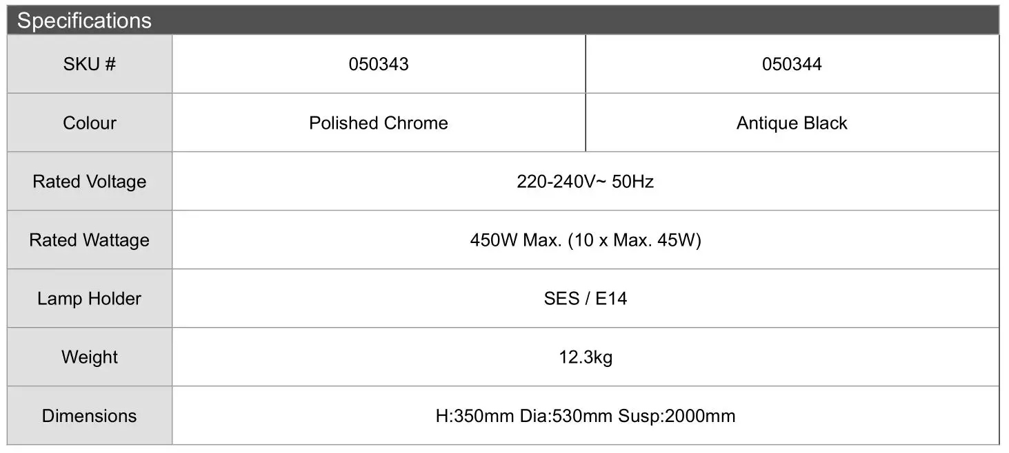 Lucci decor 050343 Corbelle Large Pendant - Specifications