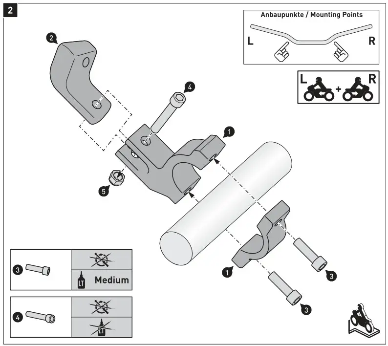 SW MOTECH HPR 00 220 24601 B Handguard Mounting Kit - Figure 1