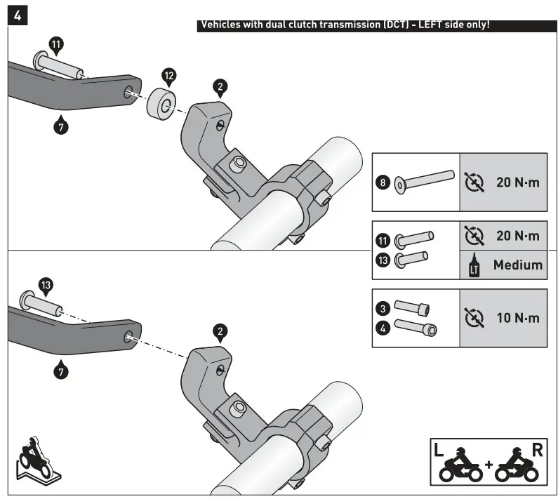 SW MOTECH HPR 00 220 24601 B Handguard Mounting Kit - Figure 3