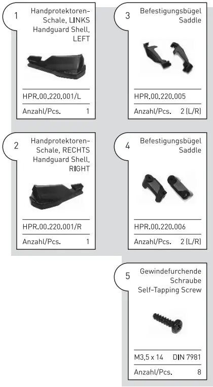 SW MOTECH HPR 00 220 24601 B Handguard Mounting Kit - Figure 5