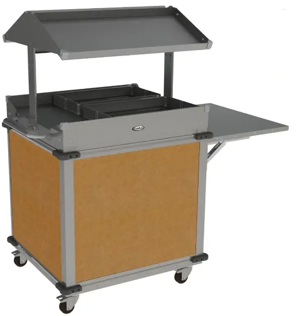 Cadco CBC-GG-B2-L1 Chestnut MobileServ Standard 2 Bay Grab and Go Mobile Merchandising Cart