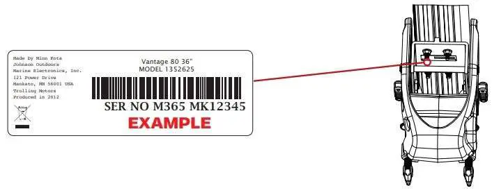 MINN KOTA Vantage 80 Transom Mount Trolling Motor User Manual - LOCATING YOUR SERIAL NUMBER