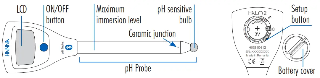 HANNA instruments HI9810412 Halo2 Wireless pH Tester for Lab - FIG 1