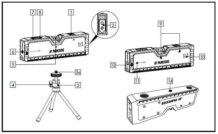 PARKSIDE PLW A3 Laser Spirit Level fig 1