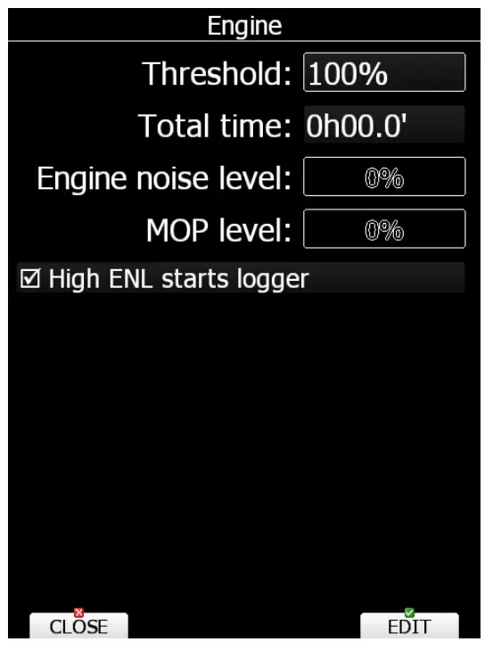 ENGINE NOISE LEVEL option