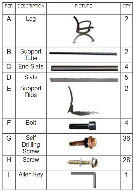 GLOBAL-436978BK-6-Inches-Aluminum-Park-Bench-w-Backrest-fig1