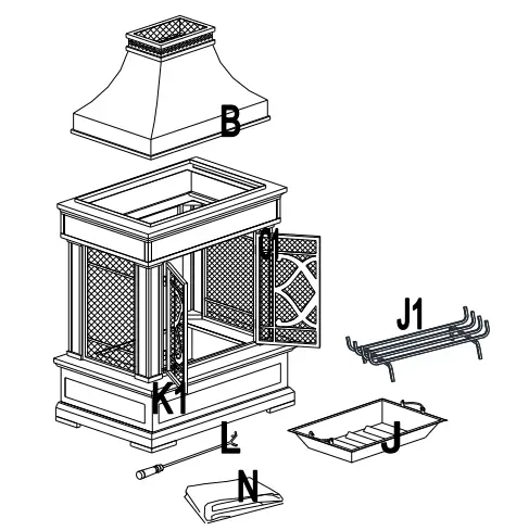 SUNJOY GROUP A304001001 Smith Collection Slate Wood Burning Fireplace - Fig 7