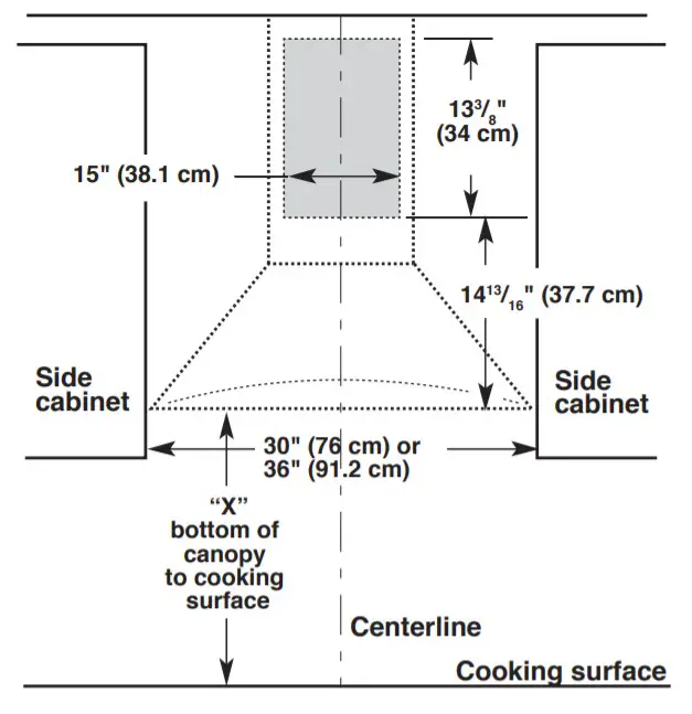 Whirlpool Wall‑Mount Canopy Range Hood - Dimensions1