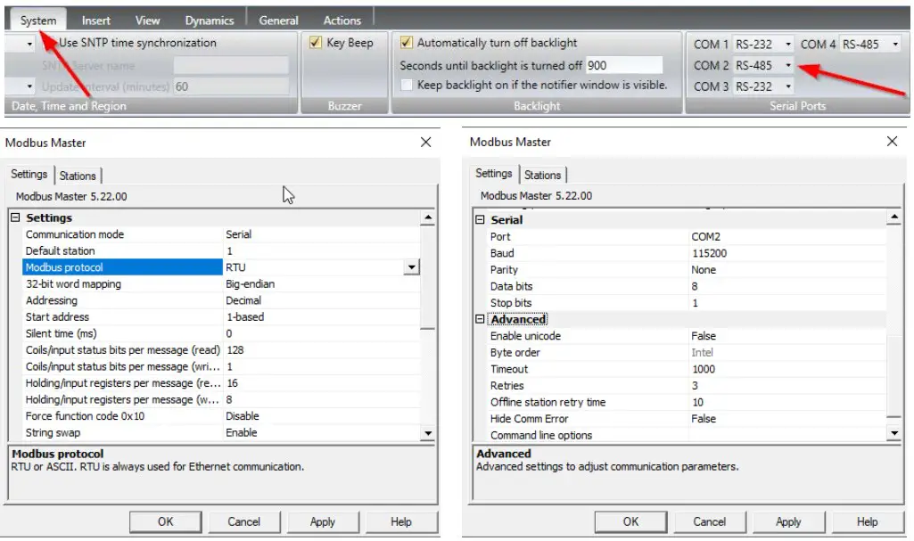 iX ModBusRTU settings