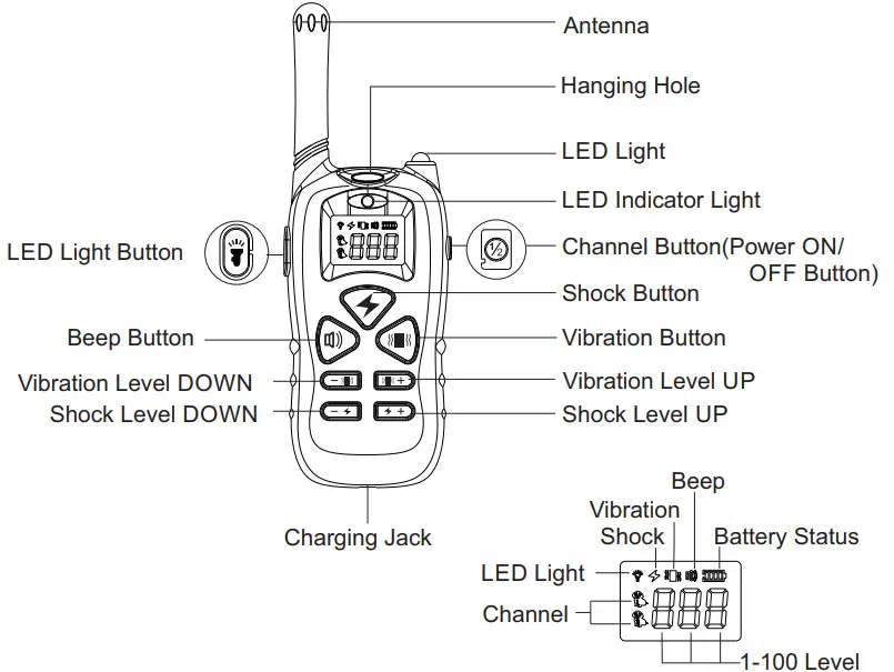 frisco 245959 P11 Rechargeable Dog Training Collar - remote transmitter
