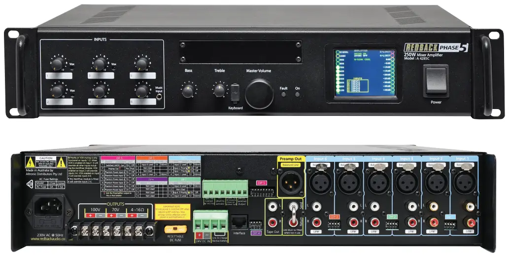 REDBACK A4275C Phase5 Public Address (PA) Mixer Amplifier