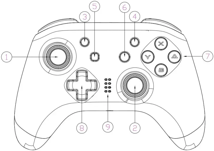 REDSTORM Switch Pro Bluetooth Game Controller - Product Diagram