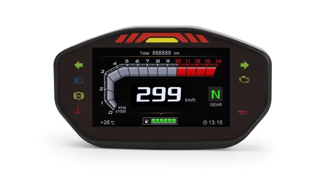 Mzoom Mls061 Motorcycle Universal Lcd Tft Digital Speedometer 14000rpm 6 Gear Backlight Instructions