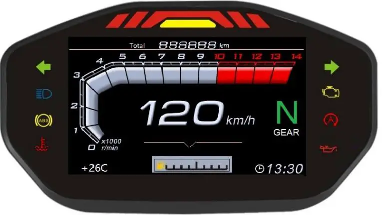 MZOOM MLS061 Motorcycle Universal LCD TFT Digital