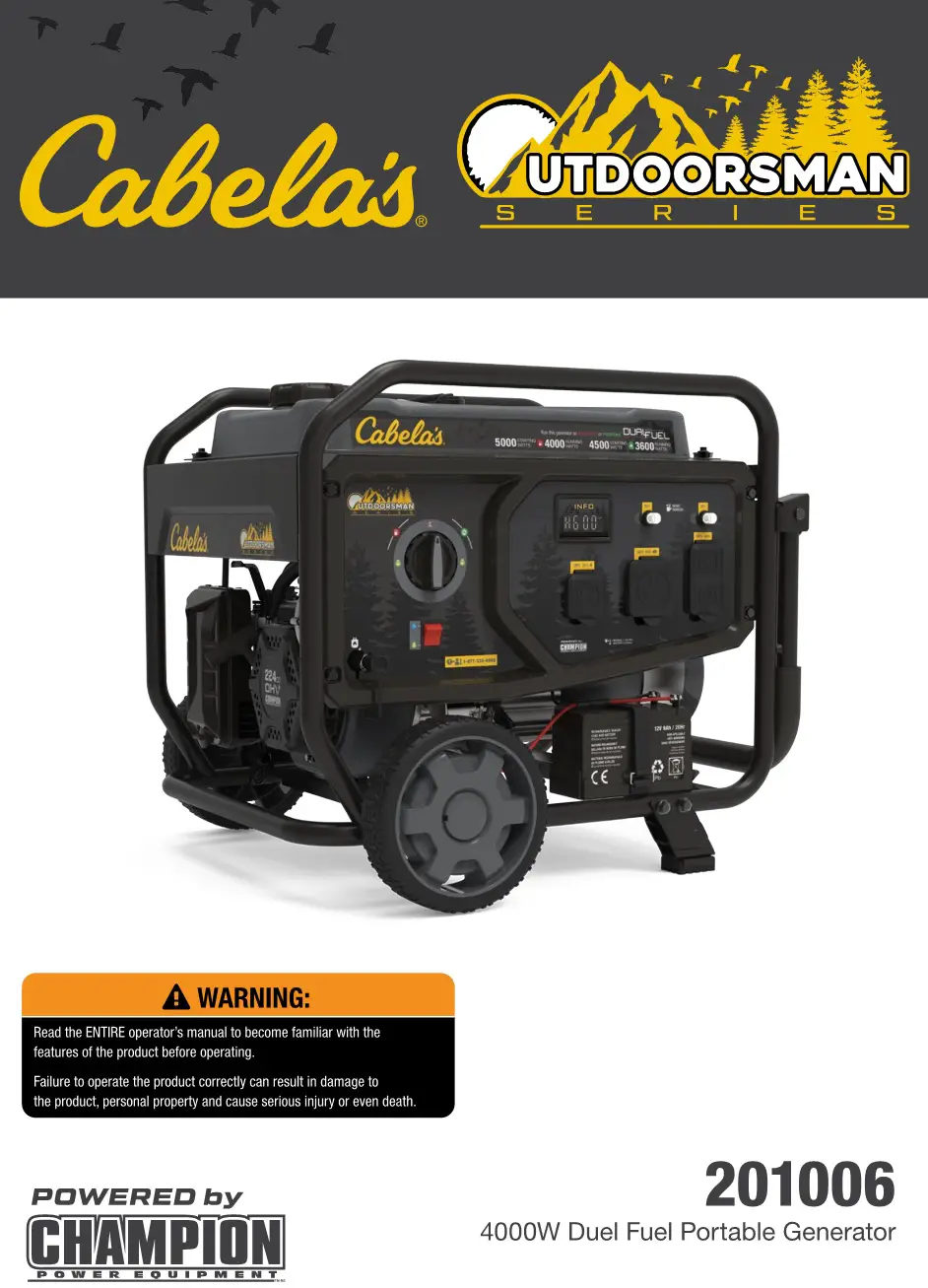 Cabelas 4000W Dual Fuel Portable Generator User Manual