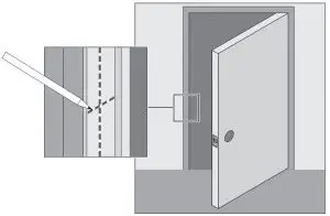 FIG 12 Mark center for strike hole exactly opposite latch hole.